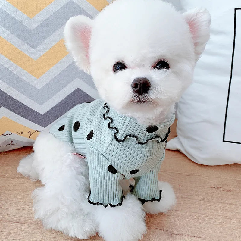 Dot Turtleneck Dog Bottoming Shirt – Soft, Stylish & Cozy Pet Wear