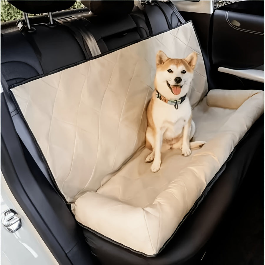 Cozy Nylon Pet Car Seat Cover for Dogs - Warm, Waterproof Rear Bench Protector