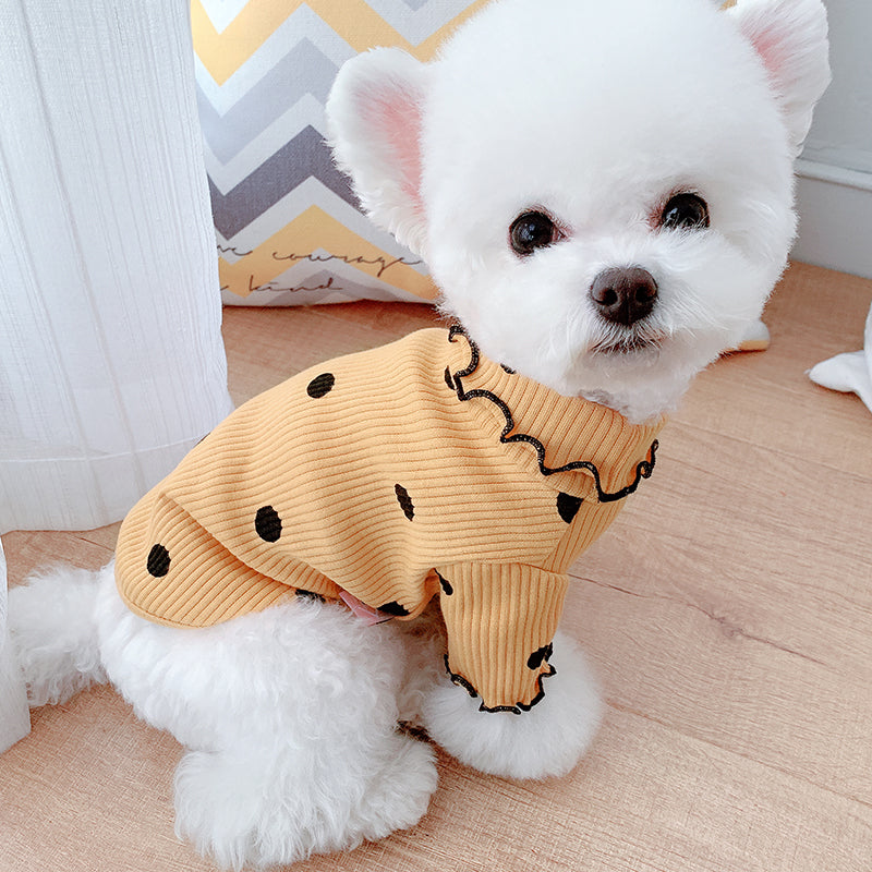 Dot Turtleneck Dog Bottoming Shirt – Soft, Stylish & Cozy Pet Wear