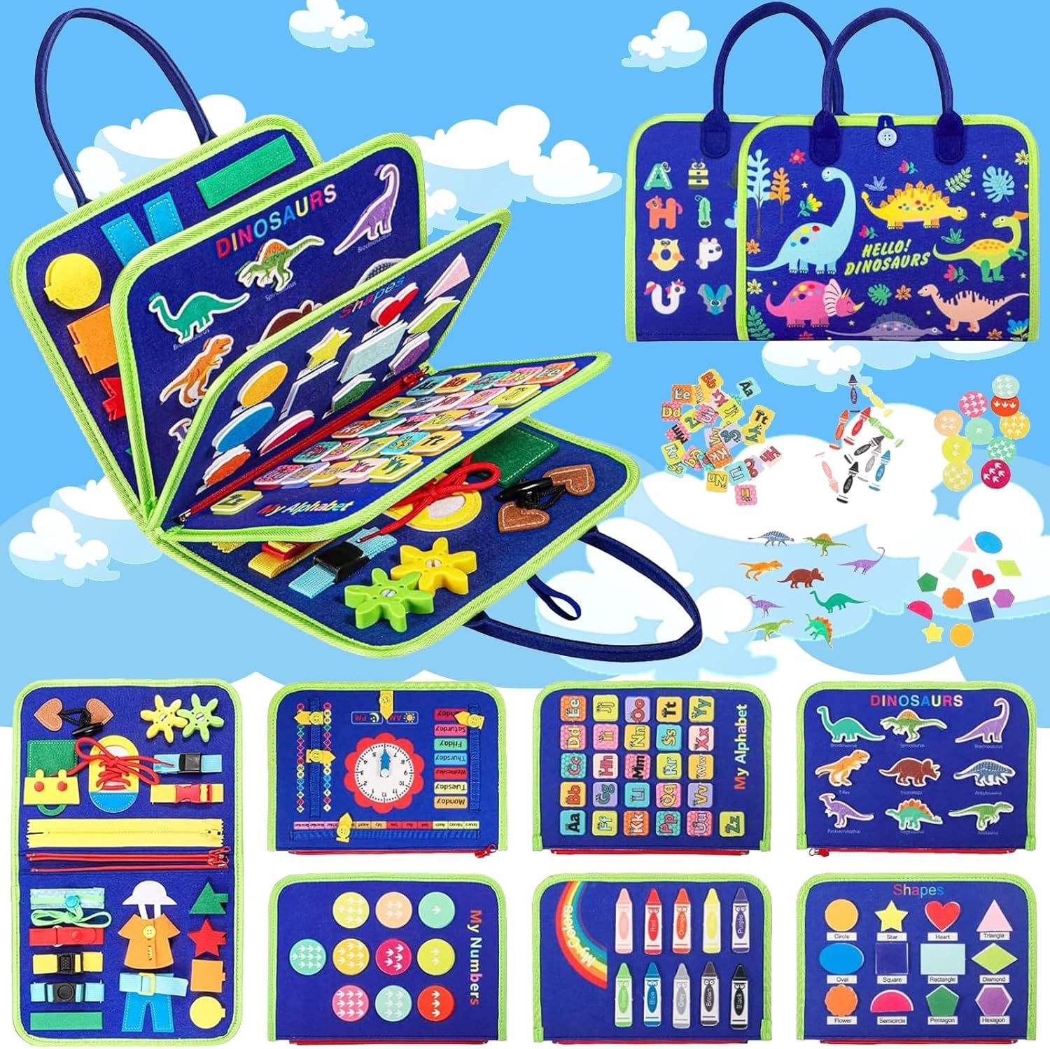 Montessori Toys Busy Board with Sensory Mats Learning Toys