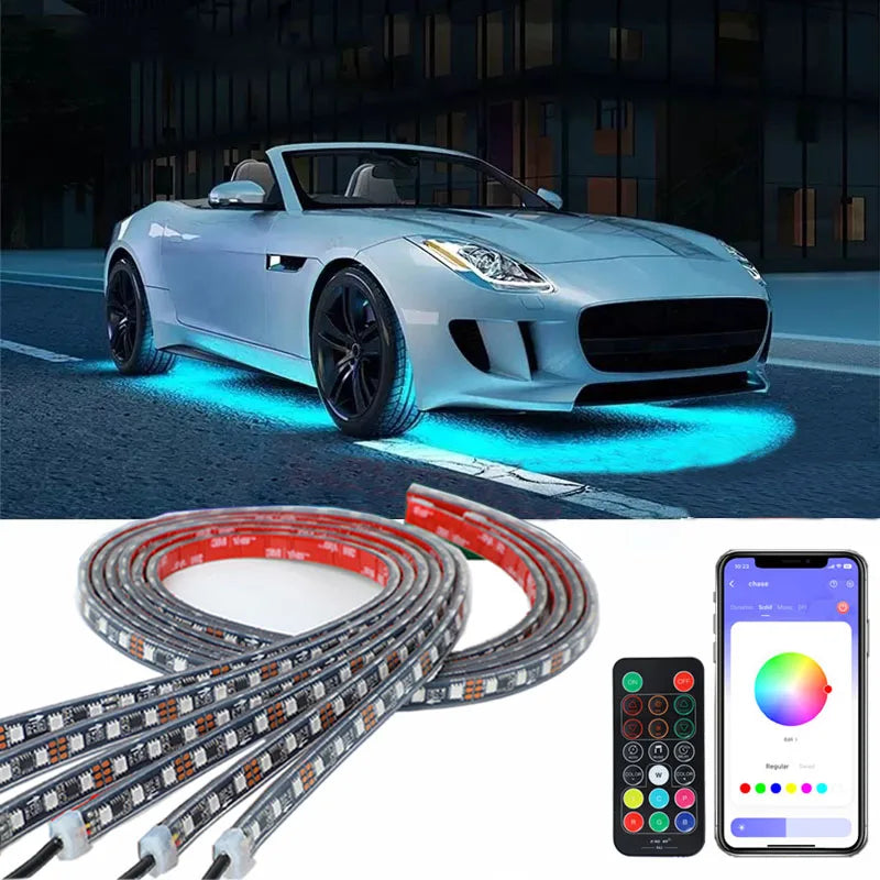 No.1 Selling Car Under Glow Kit 3 Years Warranty RGB Chasing LED Neon Underbody IP68 Waterproof RGBIC Underglow Light for Car