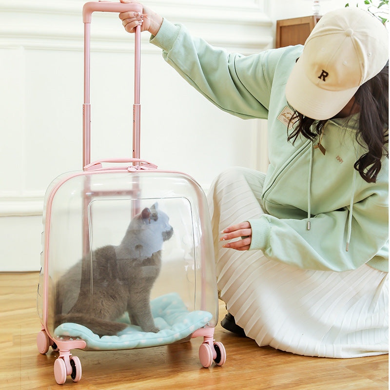 Pet Trolley Case Portable Dog Cat Outgoing Bag Transparent Pet Space Bag