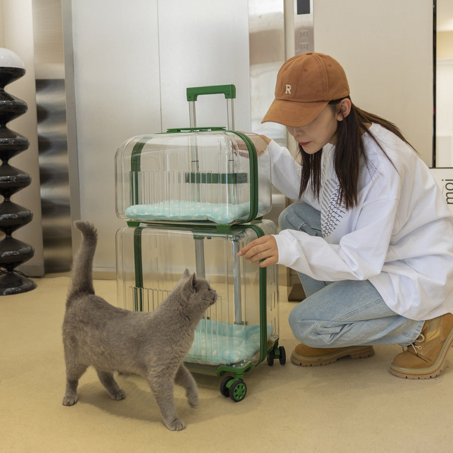 Pet Trolley Case Portable Dog Cat Outgoing Bag Transparent Pet Space Bag