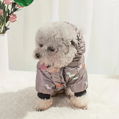 "🐾 Two Feet Hooded Cotton-Padded  Dog Jacket | Autumn & Winter Pet Coat ❄️"