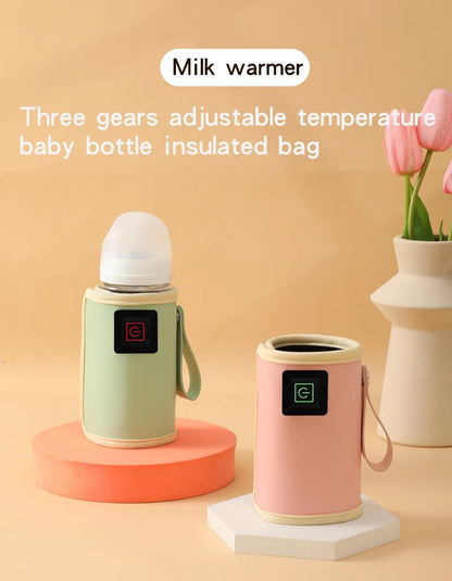 Portable USB Baby Bottle Warmer | Travel-Friendly Milk Heater with Thermostat
