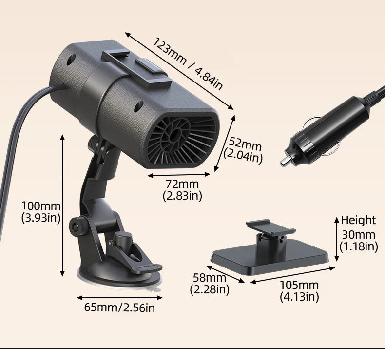 Winter Car Warm Air Blower Electric Heater High-Power Car Heating Heater Car Defrosting Snow Removal And Fog Removal