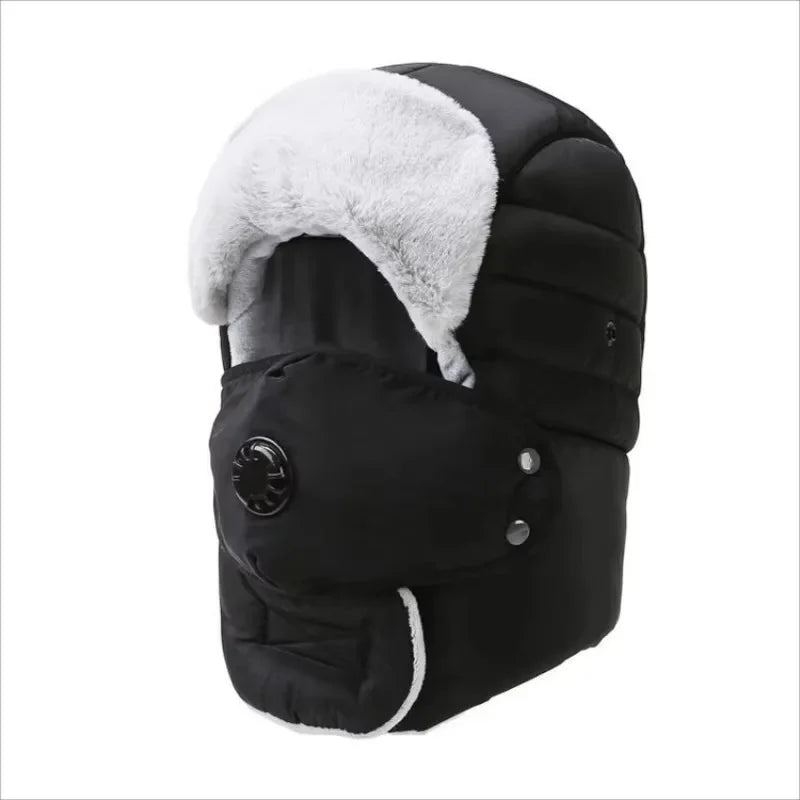 Cycling Cap Winter Keep Warm Hat with Goggle Strap Thermal Neck Warmer