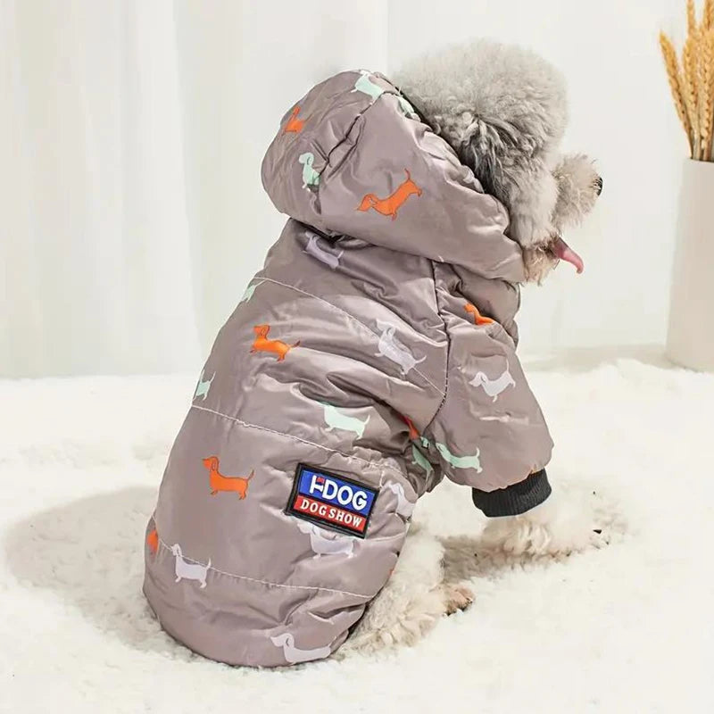 "🐾 Two Feet Hooded Cotton-Padded  Dog Jacket | Autumn & Winter Pet Coat ❄️"