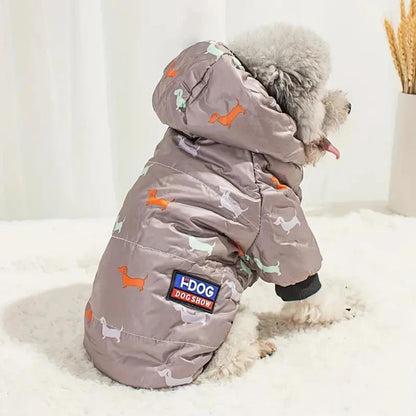 "🐾 Two Feet Hooded Cotton-Padded  Dog Jacket | Autumn & Winter Pet Coat ❄️"