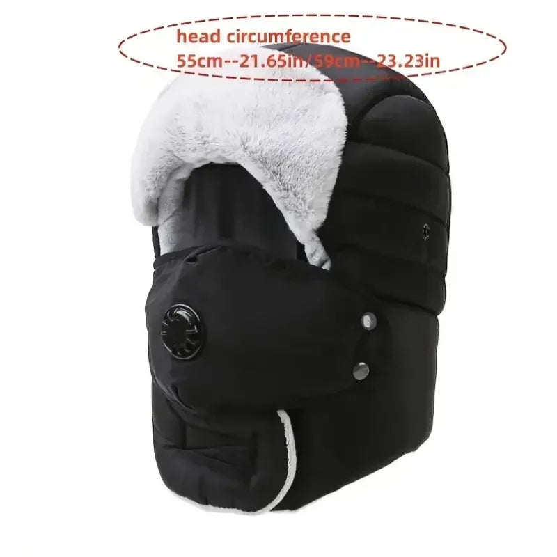 Cycling Cap Winter Keep Warm Hat with Goggle Strap Thermal Neck Warmer