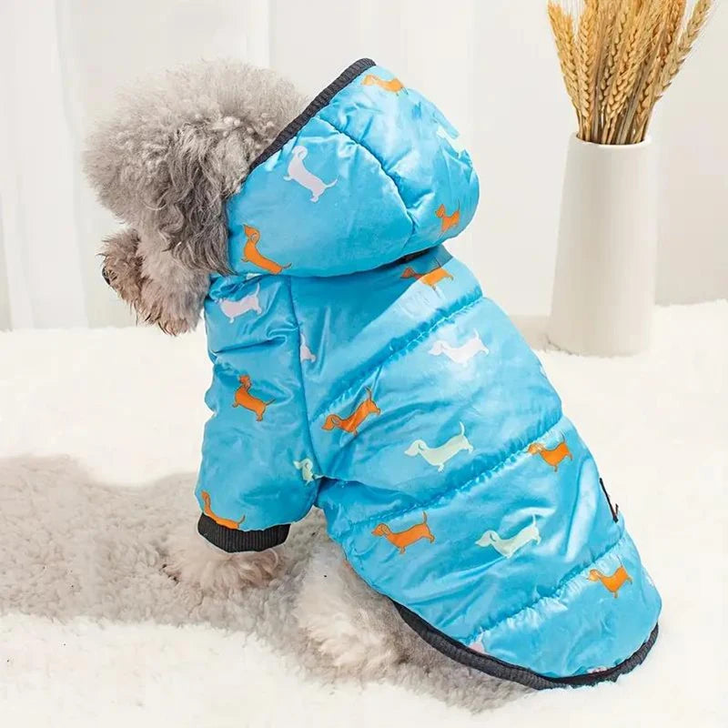 "🐾 Two Feet Hooded Cotton-Padded  Dog Jacket | Autumn & Winter Pet Coat ❄️"