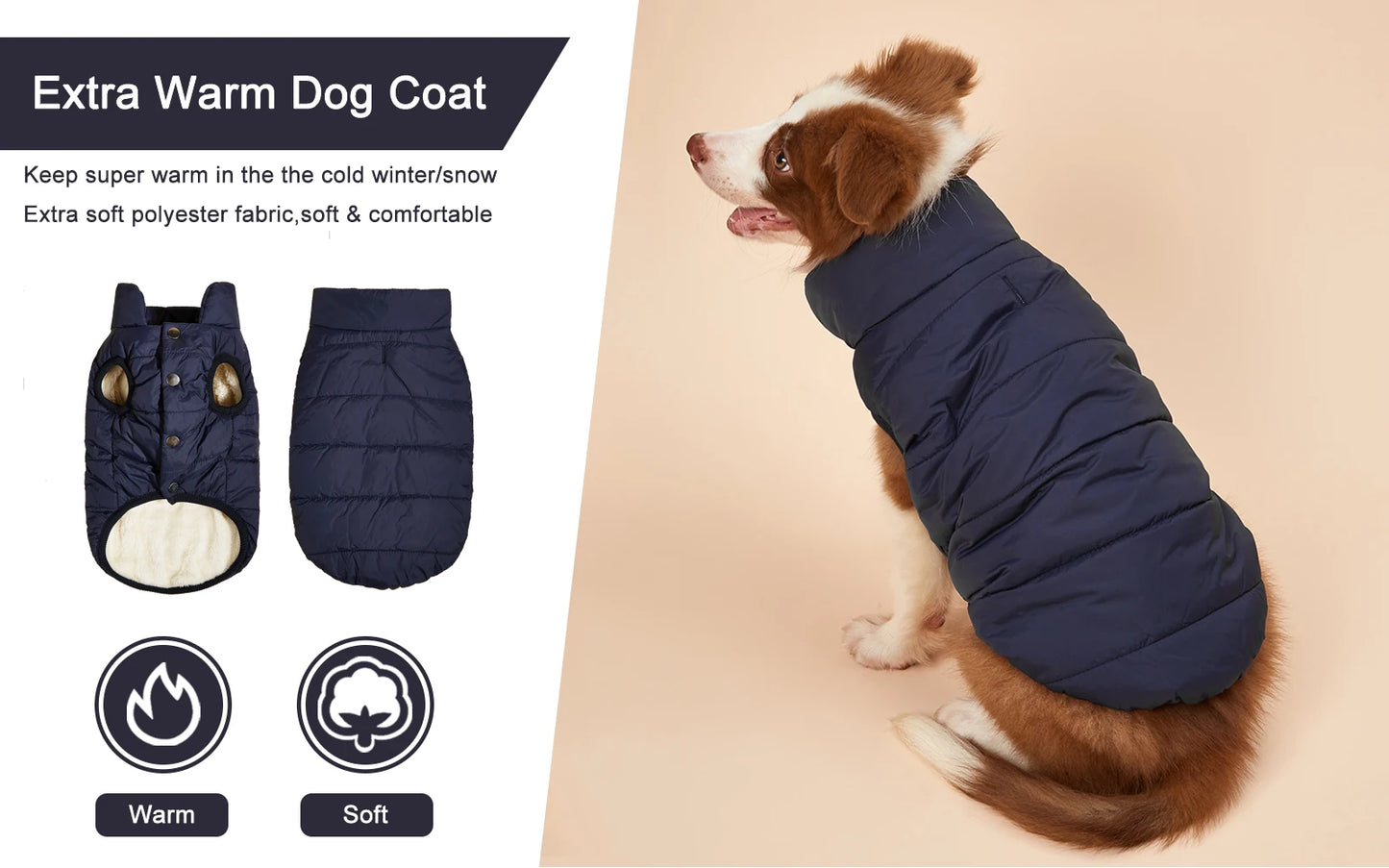 Winter Dog Clothes Outdoor Cold Proof Warm Dog Jacket