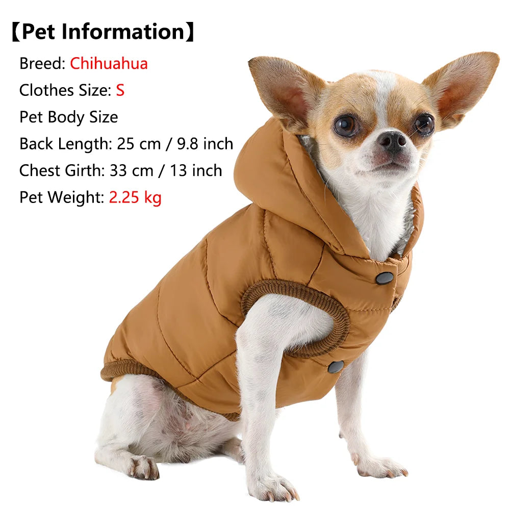 Dog Winter Clothes Warm Pet Thicken Fleece Vest Comfortable Puppy Waterproof Hoodies
