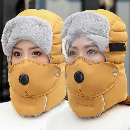 Cycling Cap Winter Keep Warm Hat with Goggle Strap Thermal Neck Warmer