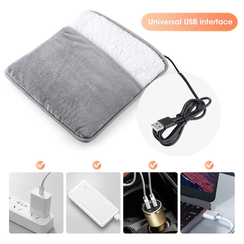 USB Portable Hand Warmer Rechargeable Plush Reusable Electric Foot Heater