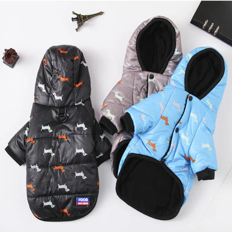 "🐾 Two Feet Hooded Cotton-Padded  Dog Jacket | Autumn & Winter Pet Coat ❄️"