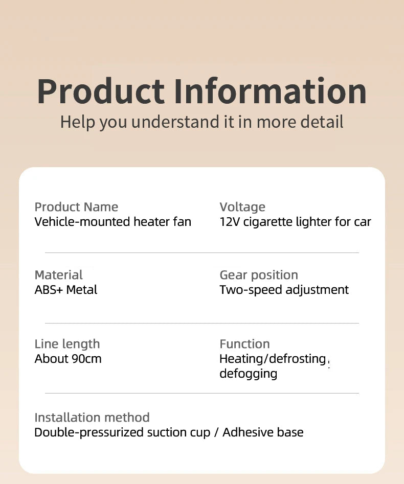 Winter Car Warm Air Blower Electric Heater High-Power Car Heating Heater Car Defrosting Snow Removal And Fog Removal