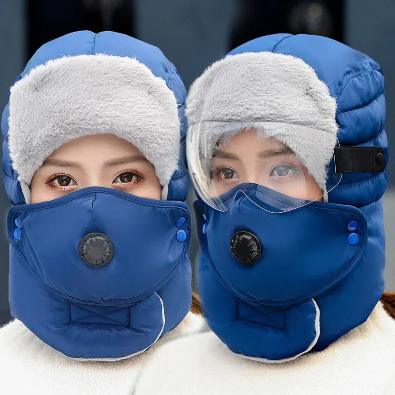 Cycling Cap Winter Keep Warm Hat with Goggle Strap Thermal Neck Warmer