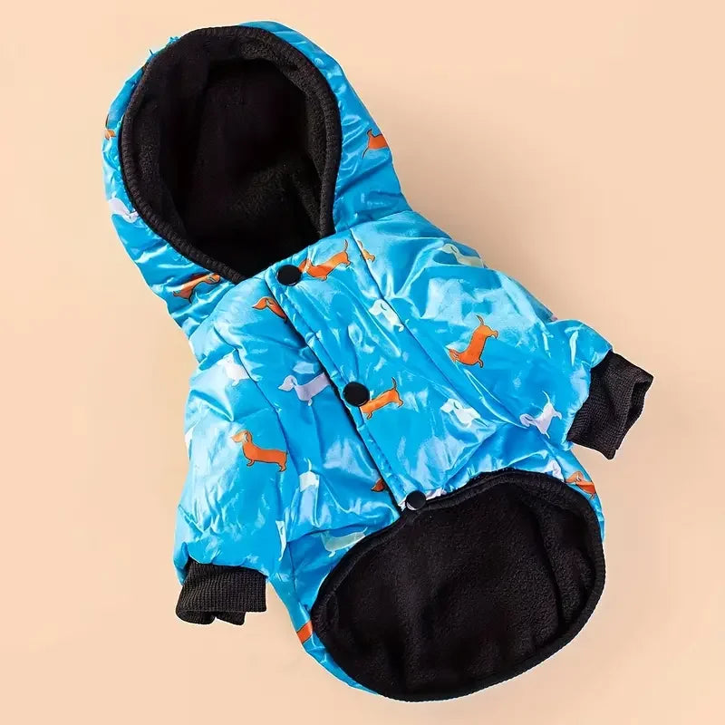 "🐾 Two Feet Hooded Cotton-Padded  Dog Jacket | Autumn & Winter Pet Coat ❄️"