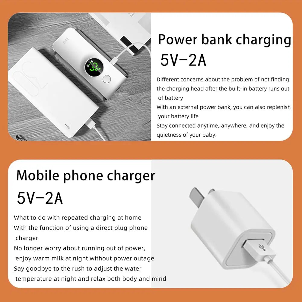 Rechargeable Portable Baby Bottle Warmer– Fast Heating, Travel-Friendly Design