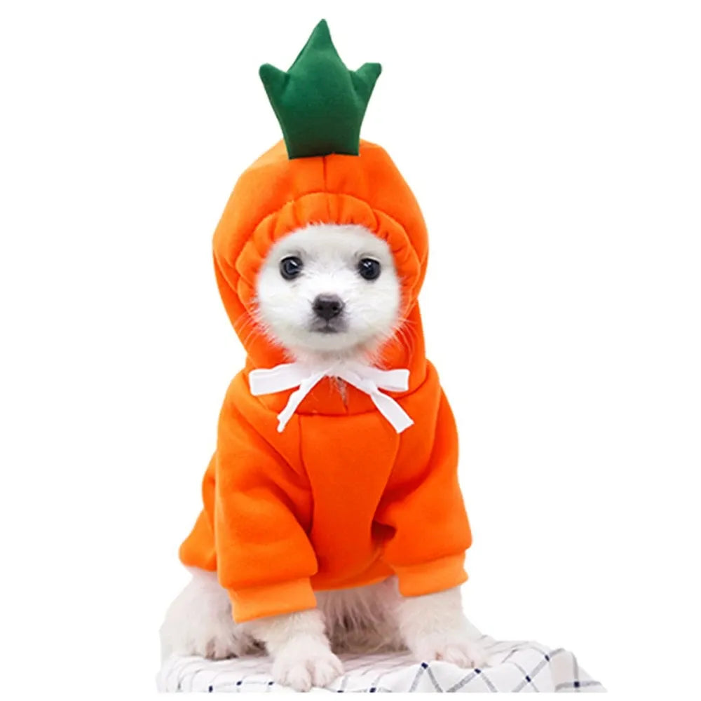 Cute Fruit Dog Hoodie – Winter Warm Fleece Outfit for Small Dogs & Cats 🐶🐱
